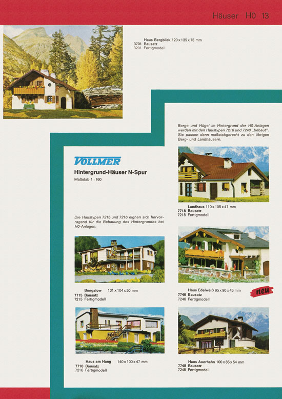Seite 13 Vollmer Katalog Modelleisenbahn-Zubehör 1972-1973