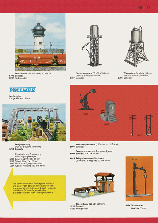 Vollmer Katalog Modelleisenbahn-Zubehör 1972-1973