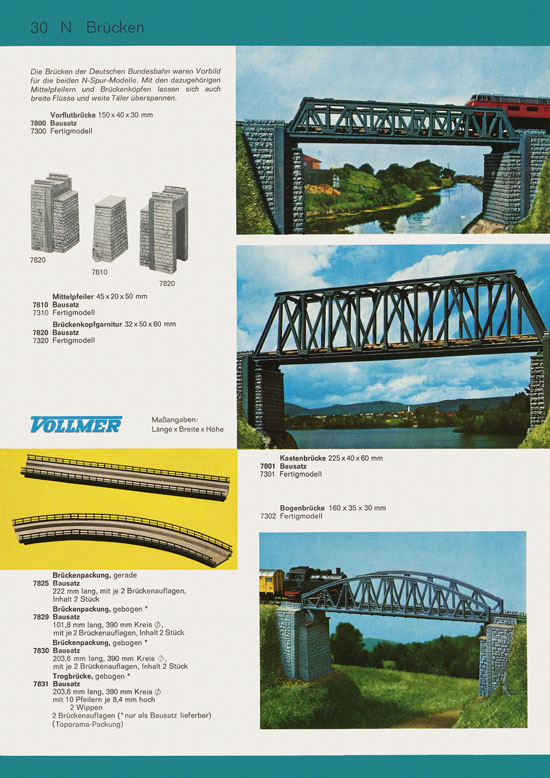 Vollmer Katalog Modelleisenbahn-Zubehör 1972-1973