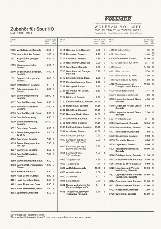 Vollmer Katalog 1974