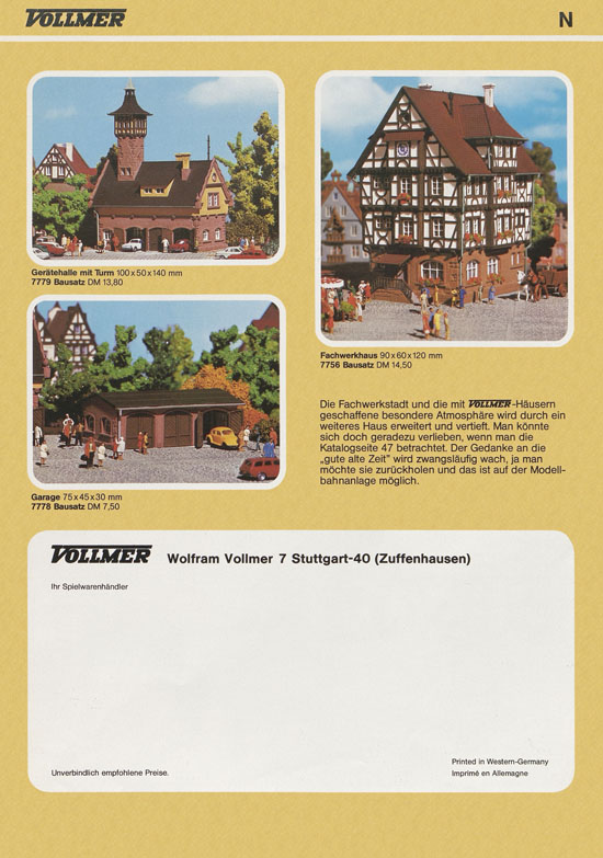 Seite 7 Vollmer Prospekt mit Neuheiten 1978