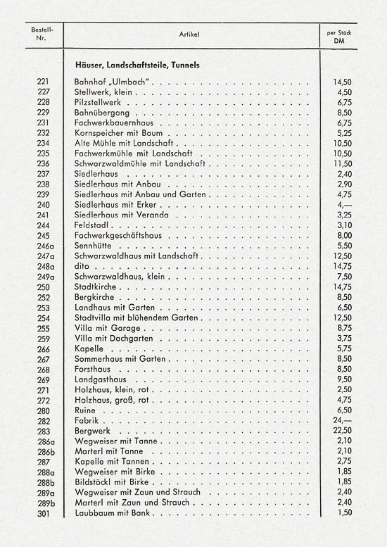 Voigt Modellspielwaren Preisliste 1956, VT Barntrup