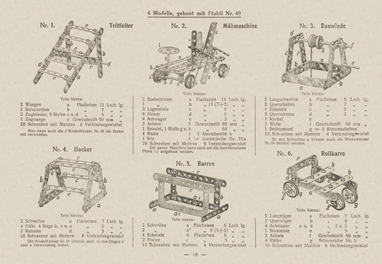 Walther Metall-Baukasten Stabil Katalog 1924