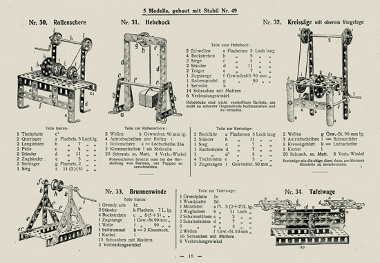 Walther Metall-Baukasten Stabil Katalog 1924