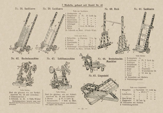 Walther Metall-Baukasten Stabil Katalog 1924