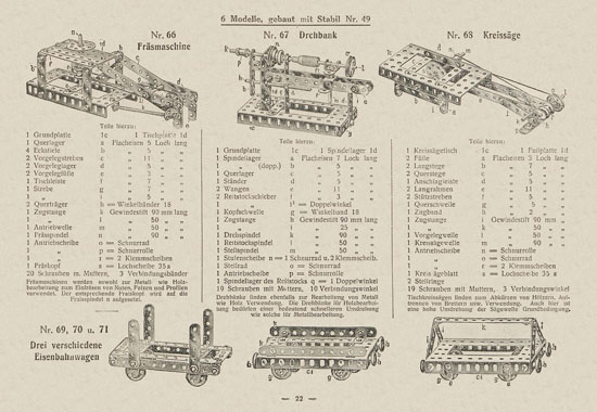 Walther Metall-Baukasten Stabil Katalog 1924