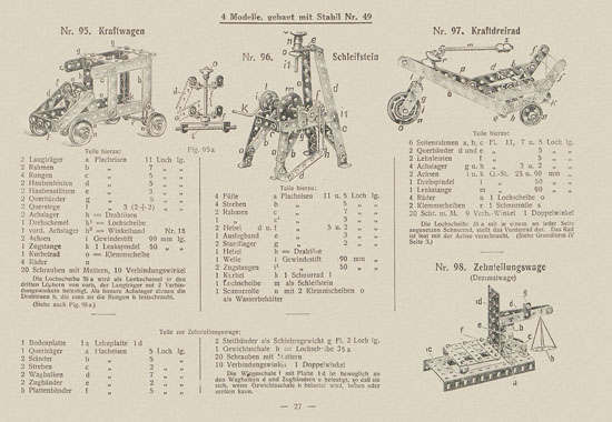 Walther Metall-Baukasten Stabil Katalog 1924