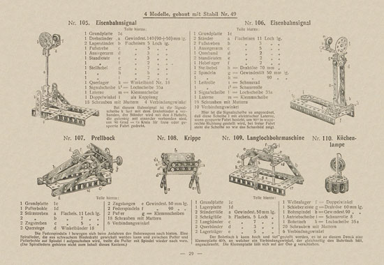 Walther Metall-Baukasten Stabil Katalog 1924