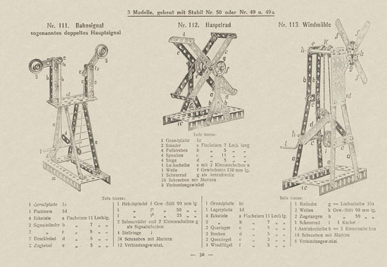 Walther Metall-Baukasten Stabil Katalog 1924