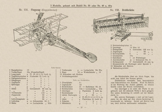 Walther Metall-Baukasten Stabil Katalog 1924