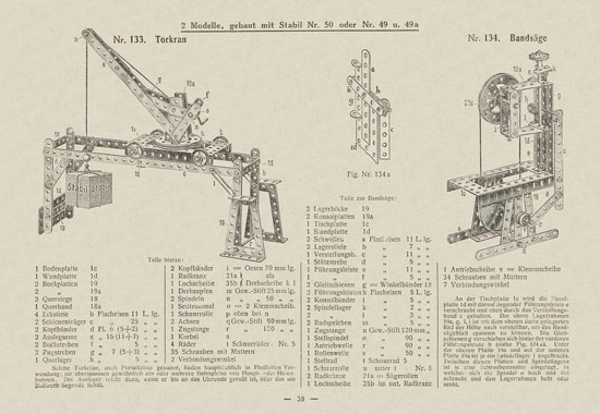 Walther Metall-Baukasten Stabil Katalog 1924