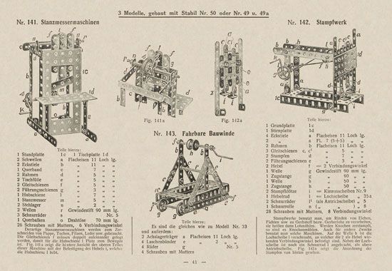 Walther Metall-Baukasten Stabil Katalog 1924