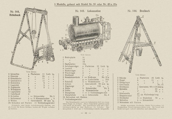 Walther Metall-Baukasten Stabil Katalog 1924