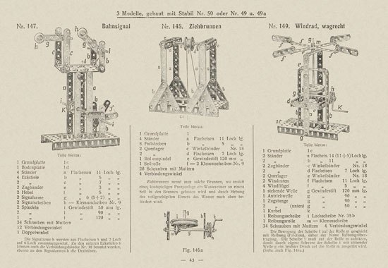 Walther Metall-Baukasten Stabil Katalog 1924