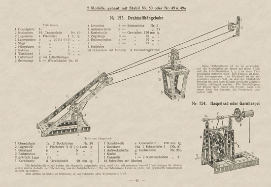 Walther Metall-Baukasten Stabil Katalog 1924