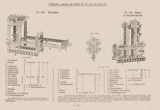 Walther Metall-Baukasten Stabil Katalog 1924