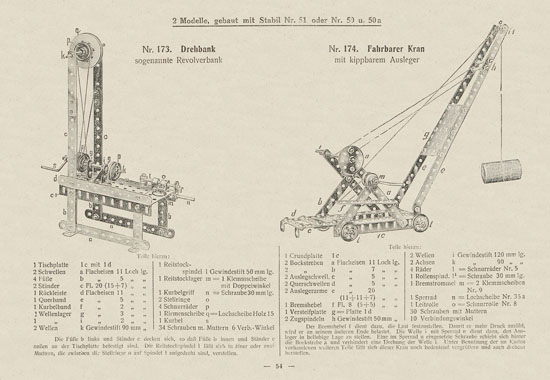 Walther Metall-Baukasten Stabil Katalog 1924