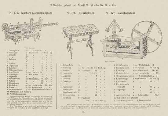 Walther Metall-Baukasten Stabil Katalog 1924