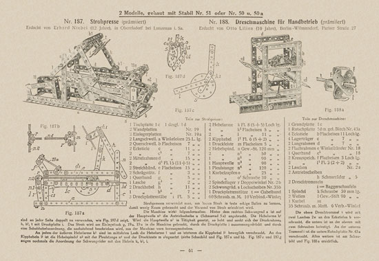 Walther Metall-Baukasten Stabil Katalog 1924