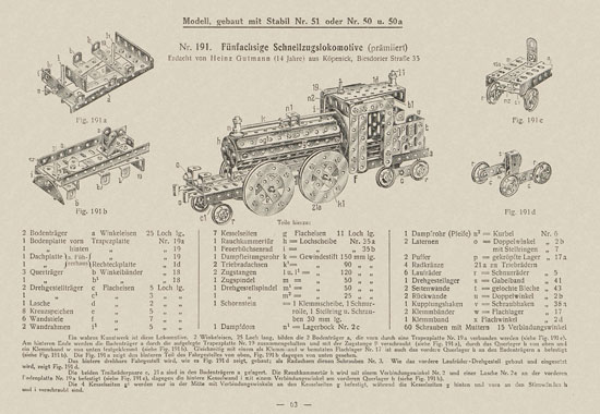 Walther Metall-Baukasten Stabil Katalog 1924