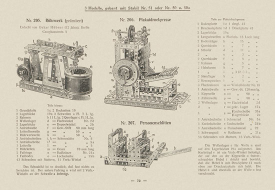 Walther Metall-Baukasten Stabil Katalog 1924