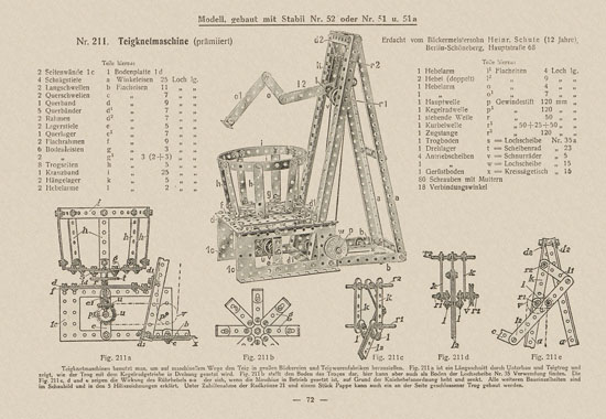 Walther Metall-Baukasten Stabil Katalog 1924