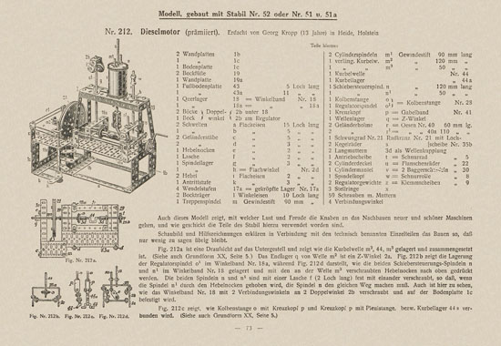 Walther Metall-Baukasten Stabil Katalog 1924