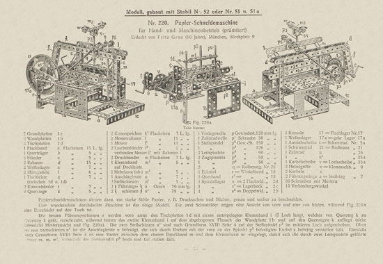 Walther Metall-Baukasten Stabil Katalog 1924