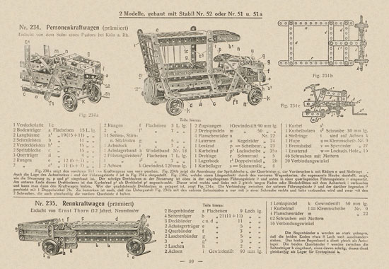 Walther Metall-Baukasten Stabil Katalog 1924