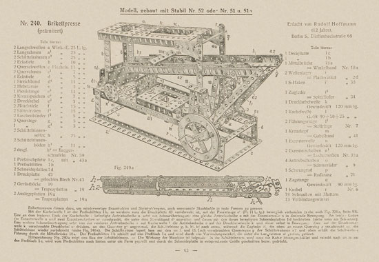 Walther Metall-Baukasten Stabil Katalog 1924