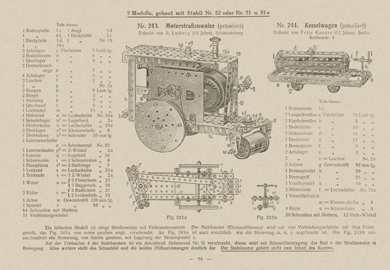 Walther Metall-Baukasten Stabil Katalog 1924