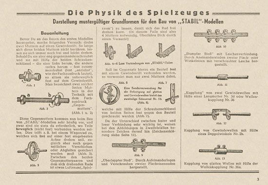 Walther Metall-Baukasten Stabil Katalog 1951