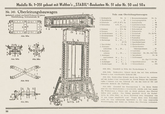 Walther Metall-Baukasten Stabil Katalog 1951