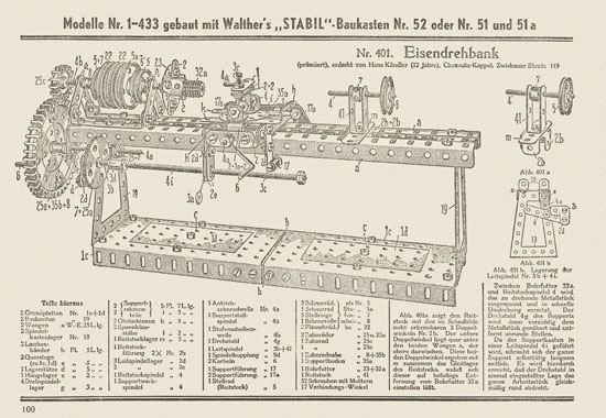 Walther Metall-Baukasten Stabil Katalog 1951