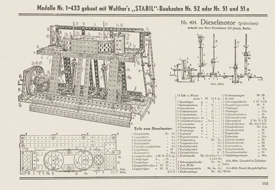 Walther Metall-Baukasten Stabil Katalog 1951