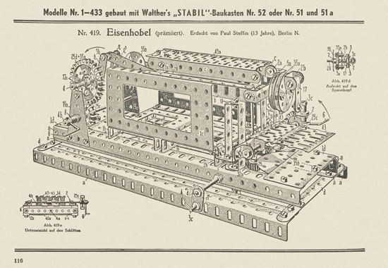 Walther Metall-Baukasten Stabil Katalog 1951