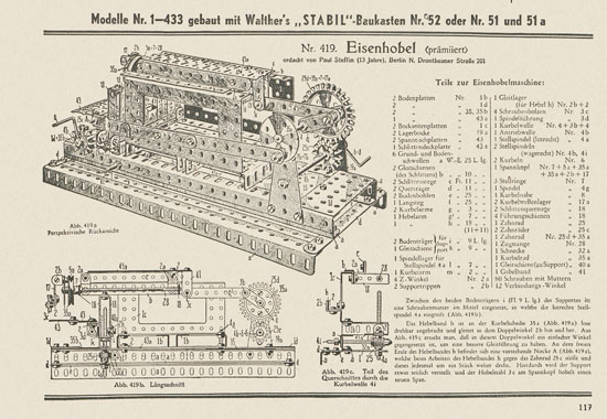 Walther Metall-Baukasten Stabil Katalog 1951