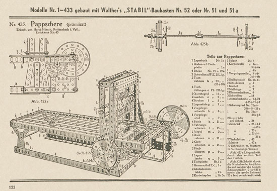 Walther Metall-Baukasten Stabil Katalog 1951