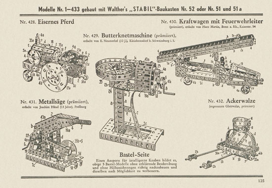 Walther Metall-Baukasten Stabil Katalog 1951