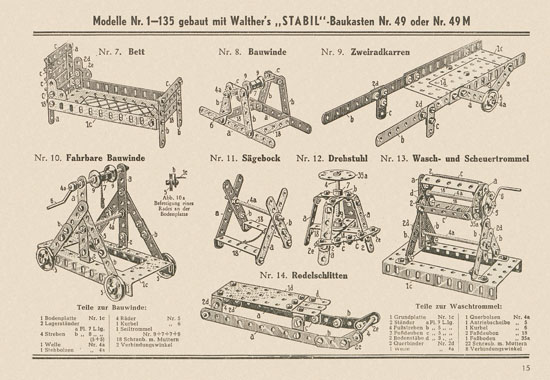 Walther Metall-Baukasten Stabil Katalog 1951