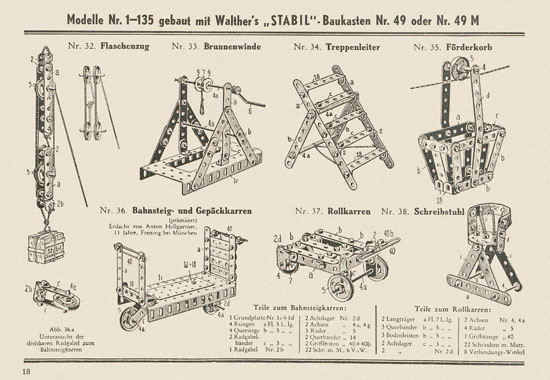 Walther Metall-Baukasten Stabil Katalog 1951