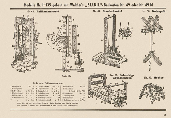 Walther Metall-Baukasten Stabil Katalog 1951