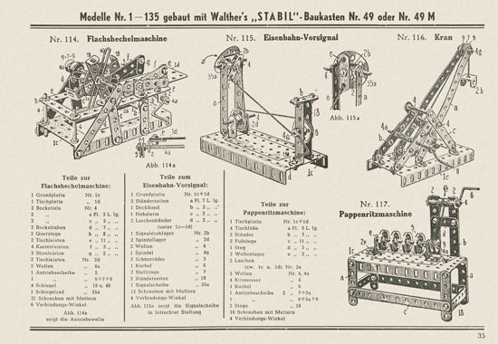 Walther Metall-Baukasten Stabil Katalog 1951