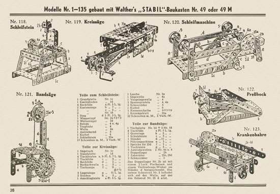 Walther Metall-Baukasten Stabil Katalog 1951