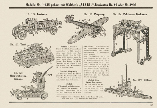 Walther Metall-Baukasten Stabil Katalog 1951