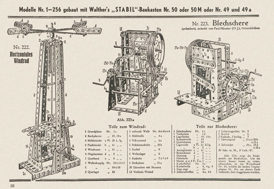 Walther Metall-Baukasten Stabil Katalog 1951