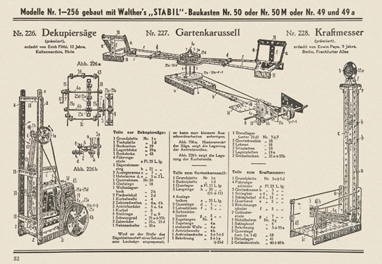 Walther Metall-Baukasten Stabil Katalog 1951