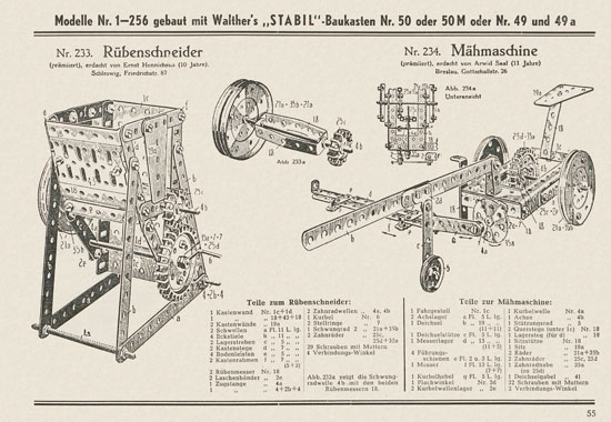 Walther Metall-Baukasten Stabil Katalog 1951