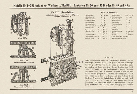 Walther Metall-Baukasten Stabil Katalog 1951