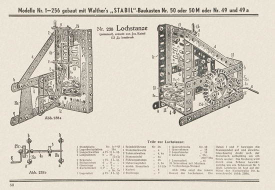 Walther Metall-Baukasten Stabil Katalog 1951